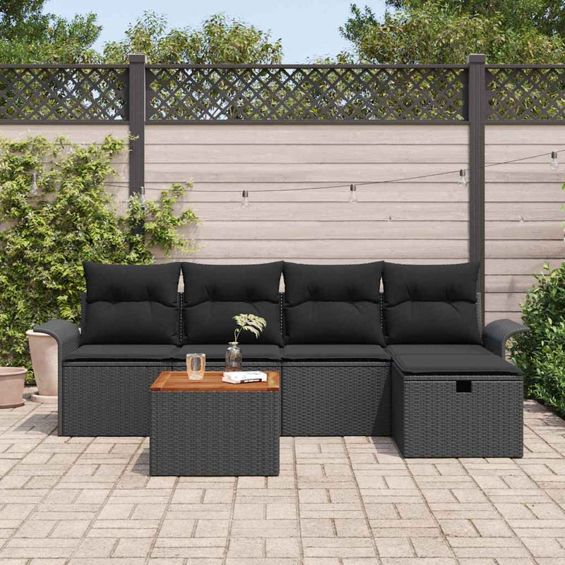 Set de canapele pentru grădină 6 buc. Negru Rattan poli