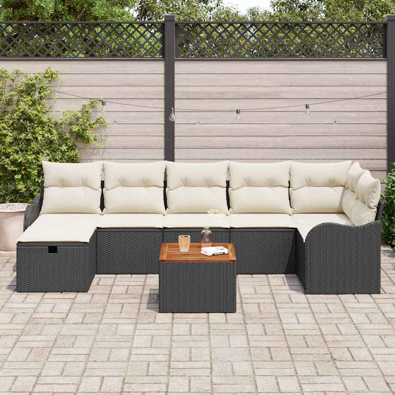 Set de canapele pentru grădină 8 buc. Negru Rattan poli