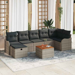 Set de canapele pentru grădină 8 buc. Gri Rattan poli