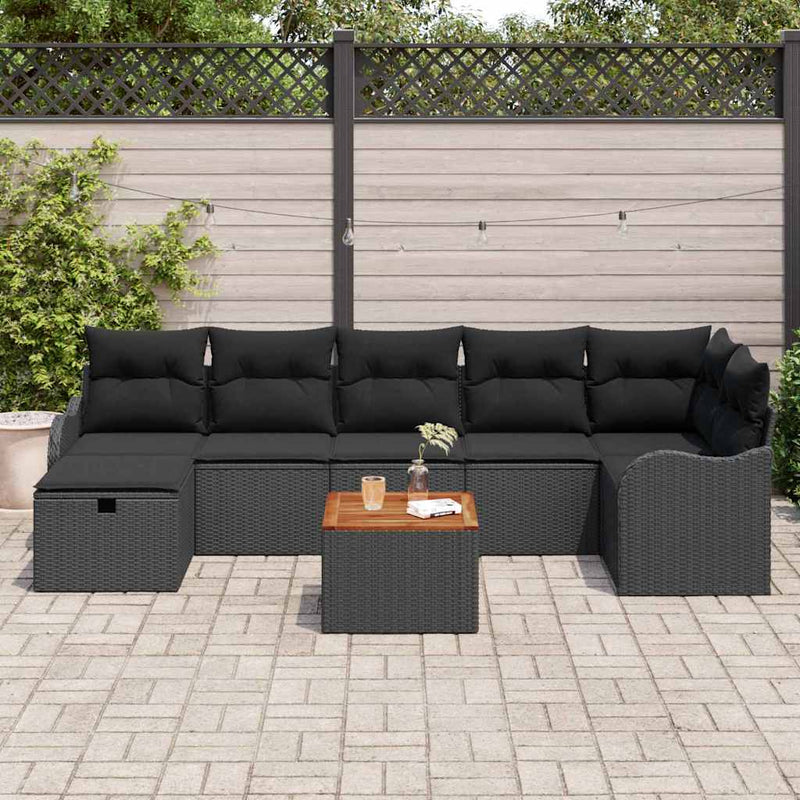 Set de canapele pentru grădină 8 buc. Negru Rattan poli