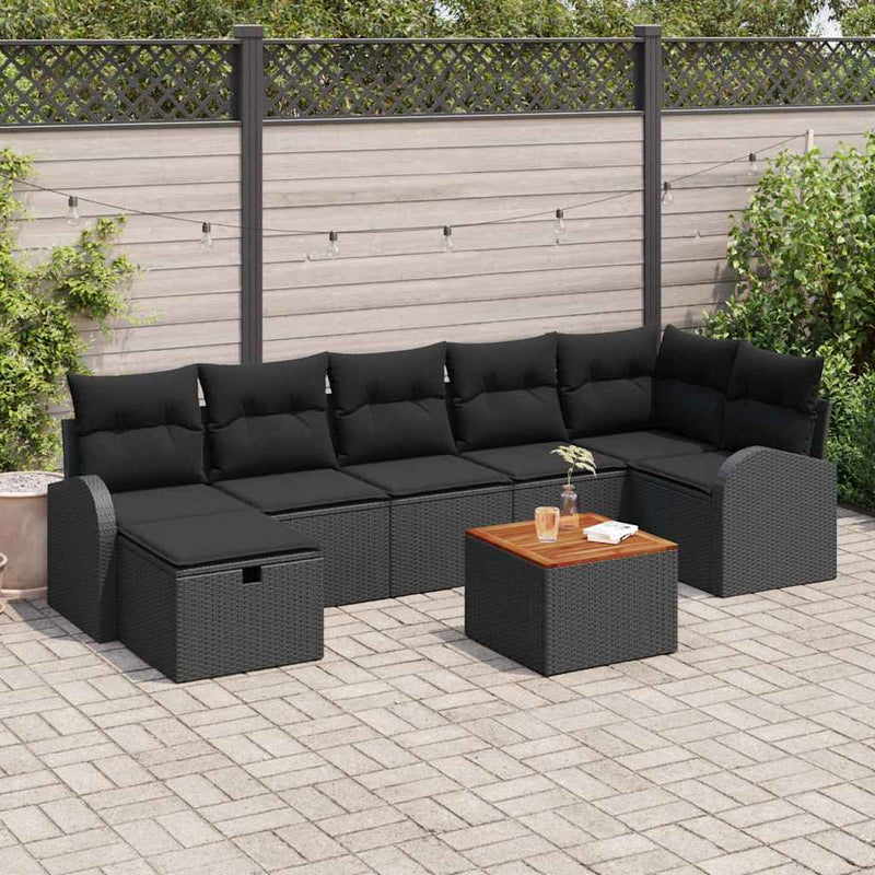 Set de canapele pentru grădină 8 buc. Negru Rattan poli
