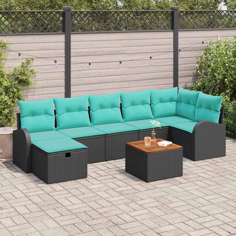 Set de canapele pentru grădină 8 buc. Negru Rattan poli