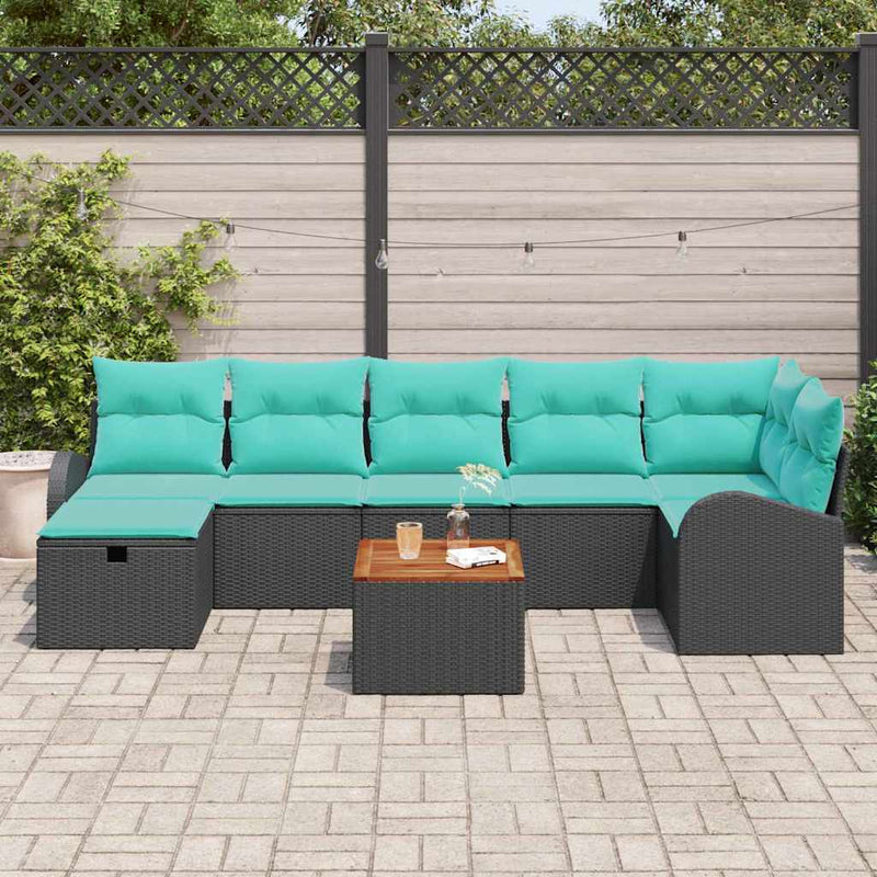 Set de canapele pentru grădină 8 buc. Negru Rattan poli