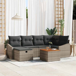 Set de canapele pentru grădină 7 buc. Gri Rattan poli