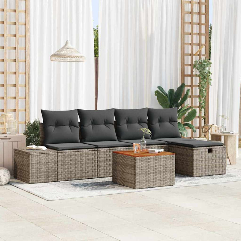 Set de canapele pentru grădină 6 buc. Gri Rattan poli