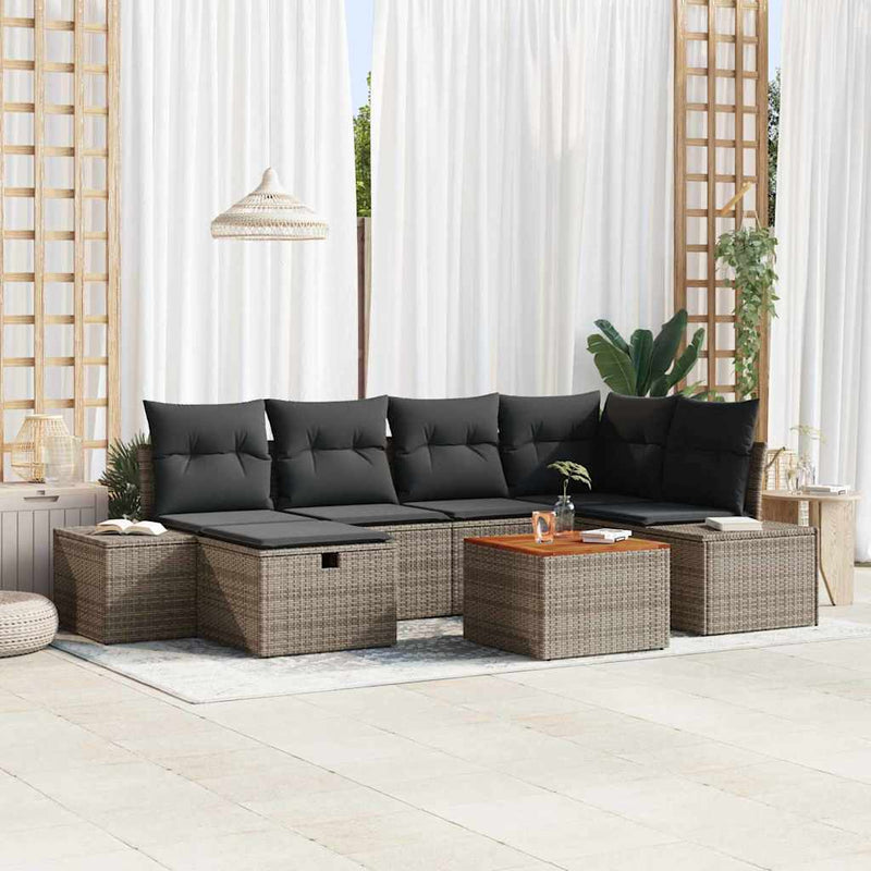 Set de canapele pentru grădină 7 buc. Gri Rattan poli