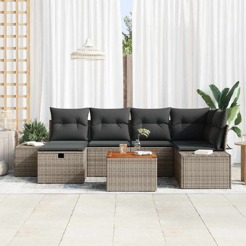 Set de canapele pentru grădină 7 buc. Gri Rattan poli