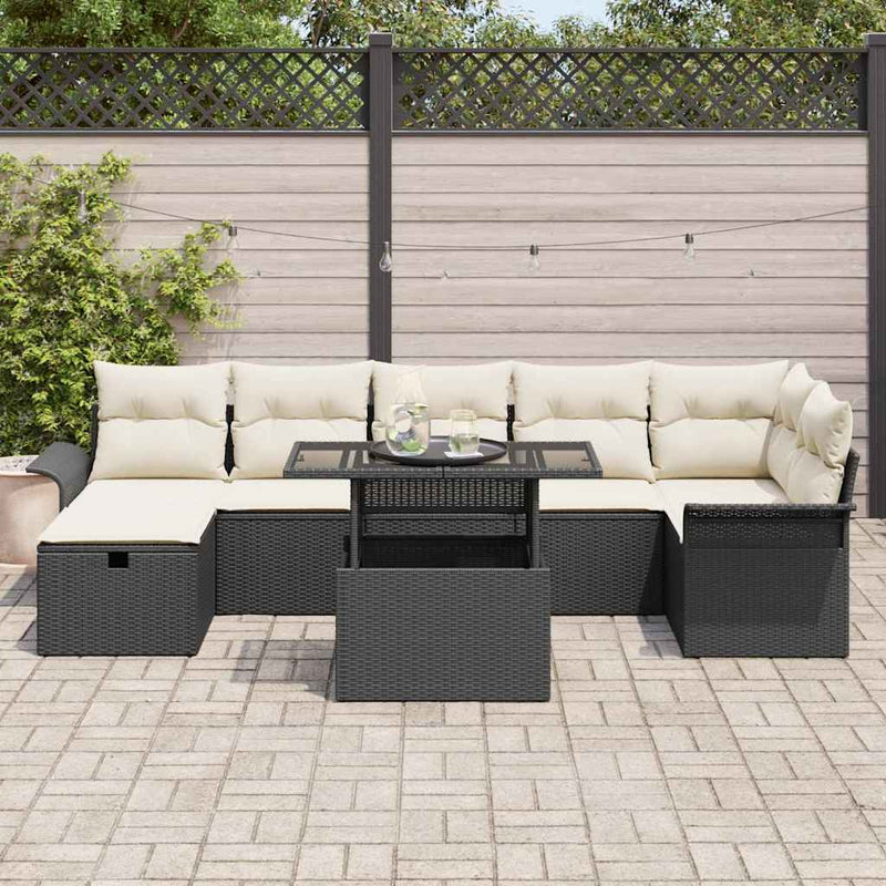 Set de canapele pentru grădină 8 buc. Negru poliratan