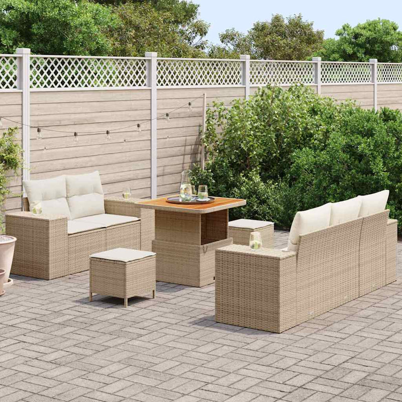 Set de canapele pentru grădină 8 pcs Bej poliratan