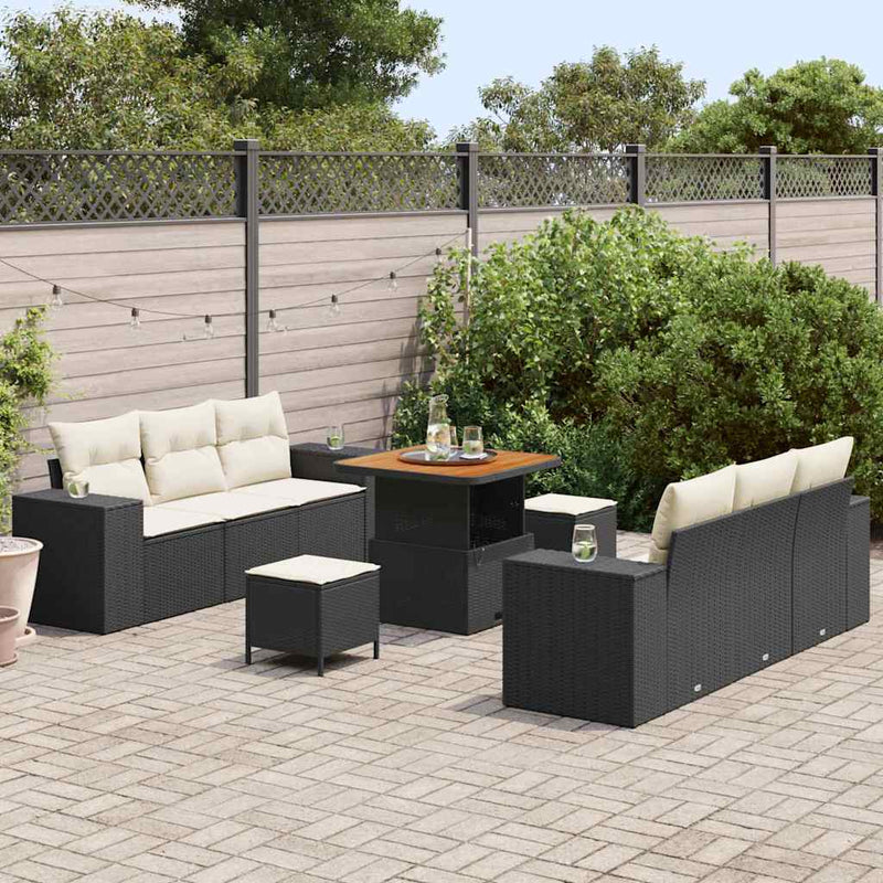 Set de canapele pentru grădină 9 buc. Negru Rattan poli