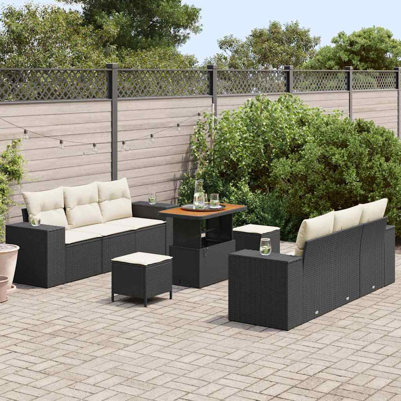 Set de canapele pentru grădină 9 buc. Negru Rattan poli