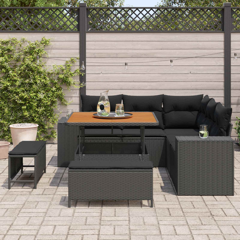 Set de canapele pentru grădină 8 buc. Negru poliratan
