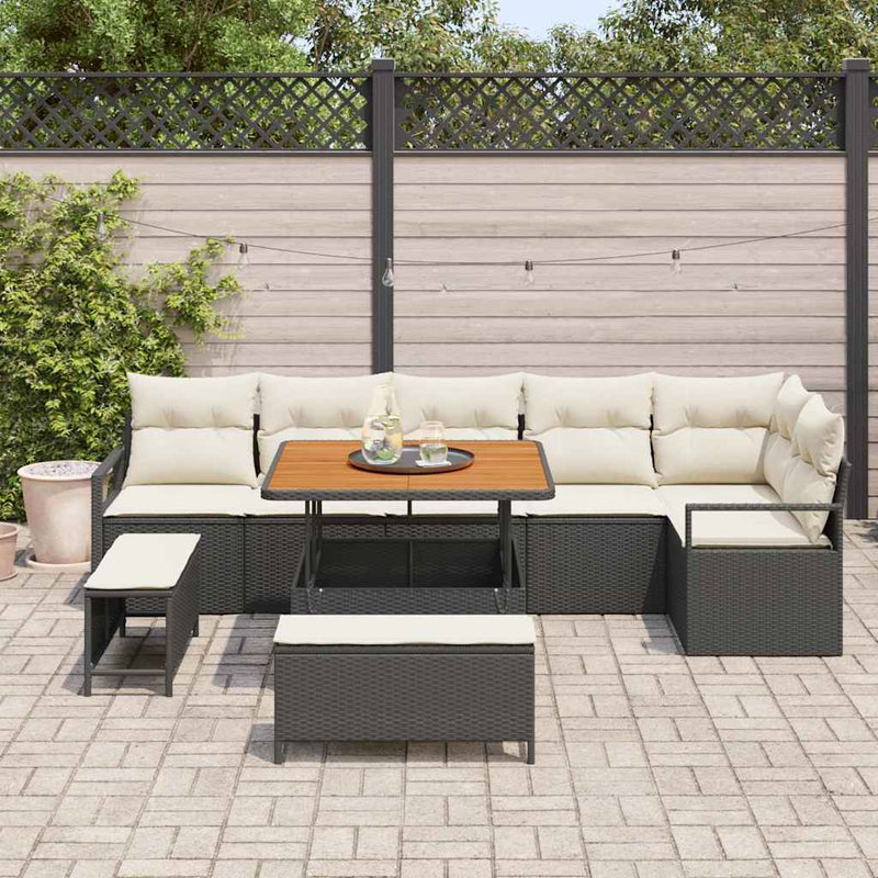 Set de canapele pentru grădină 9 buc. Negru Rattan poli