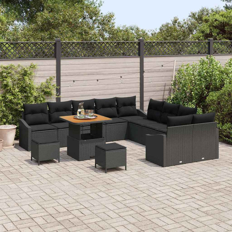 Set de canapele pentru grădină 13 buc. Negru poliratan