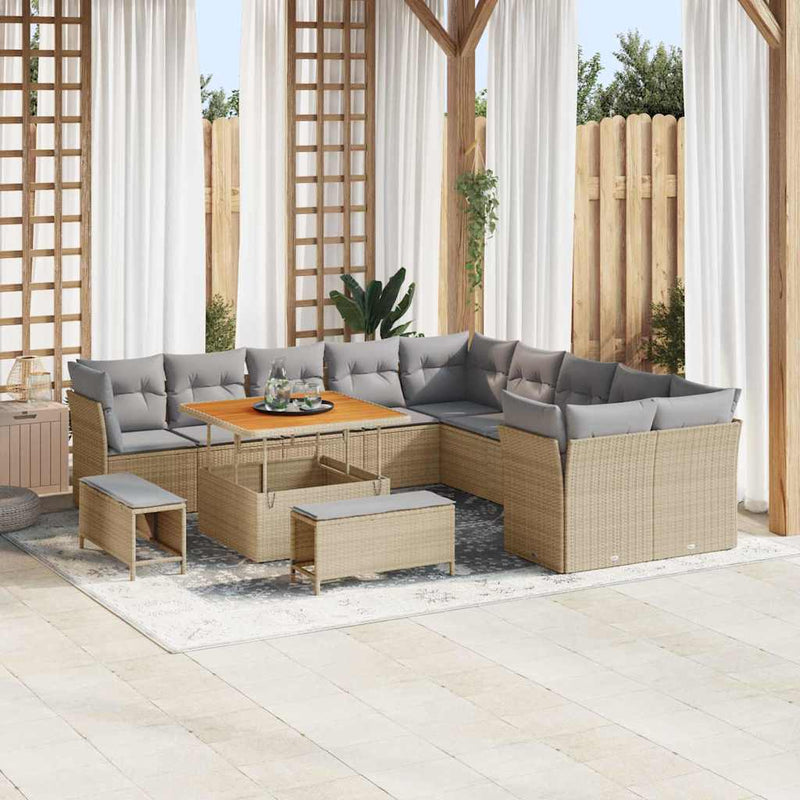Set de canapele pentru grădină 13 buc. Beige și gri deschis
