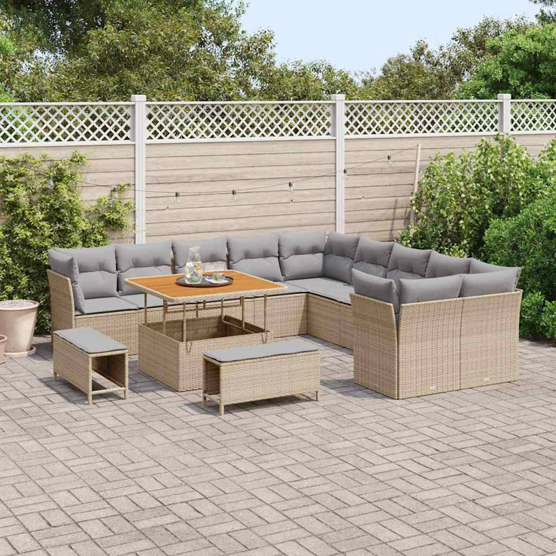 Set de canapele pentru grădină 13 buc. Beige și gri deschis