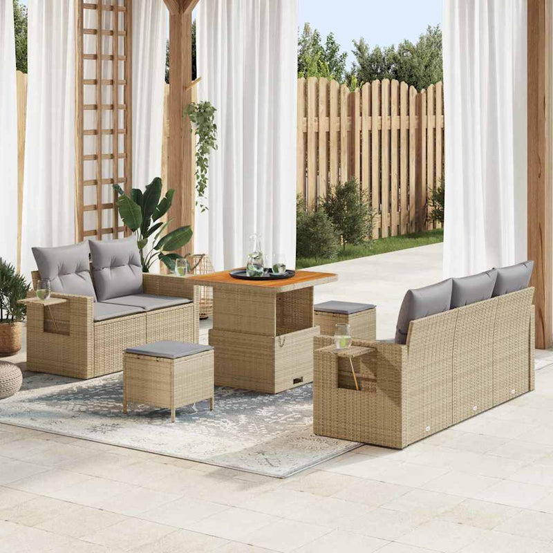 Set de canapele pentru grădină 10 buc. Beige și gri deschis