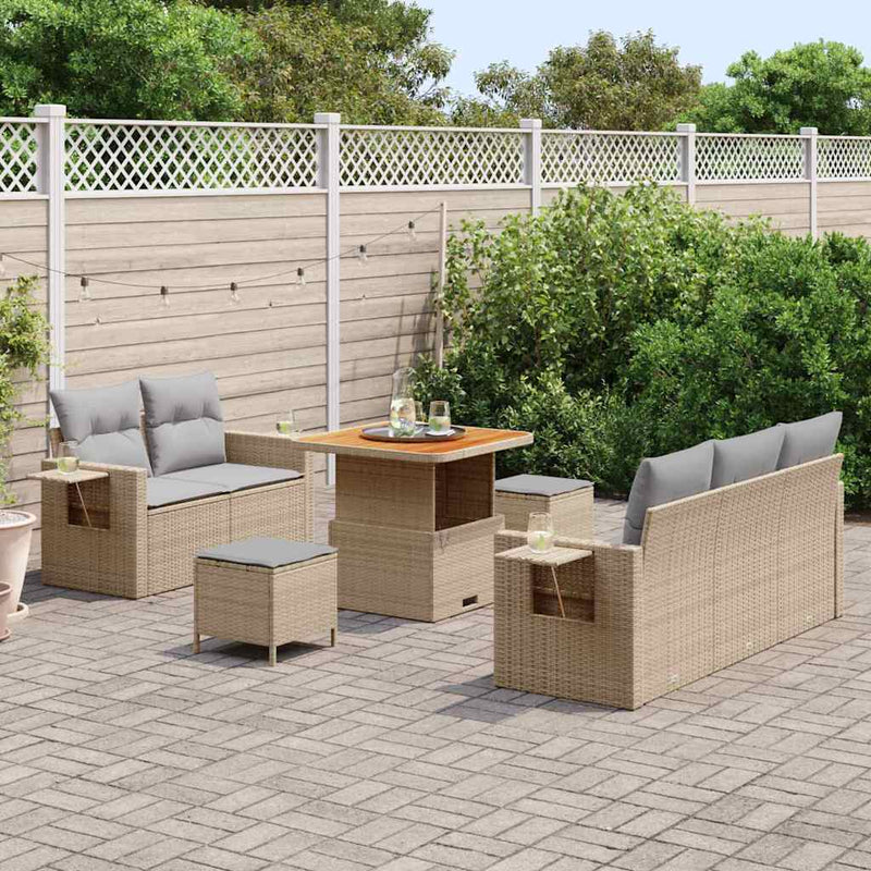 Set de canapele pentru grădină 10 buc. Beige și gri deschis