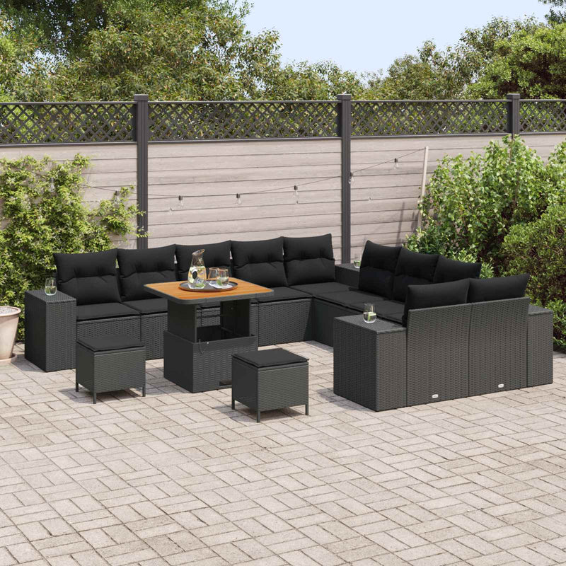 Set de canapele pentru grădină 13 buc. Negru poliratan