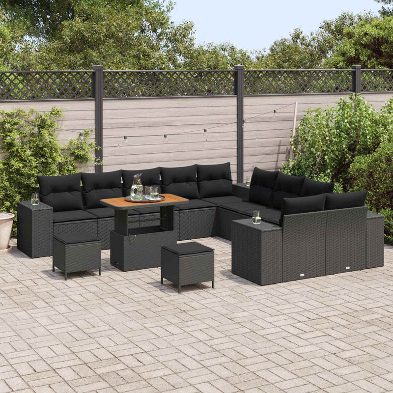 Set de canapele pentru grădină 13 buc. Negru poliratan