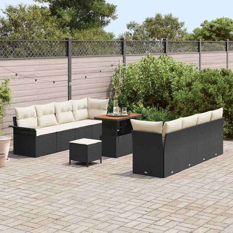 Set de canapele pentru grădină Negru și Crem