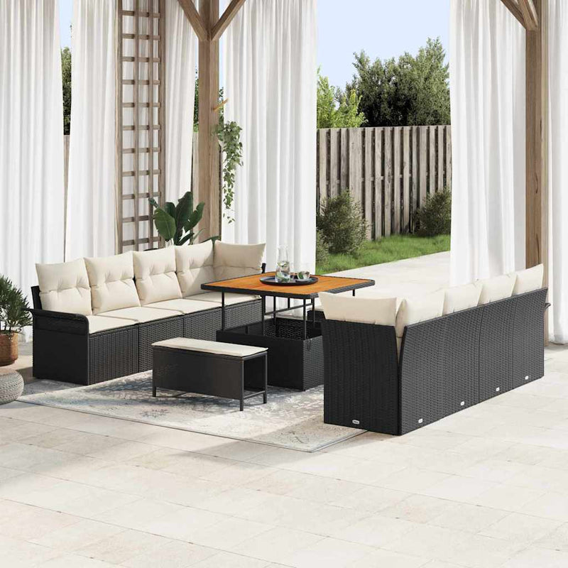 Set de canapele pentru grădină Negru și Crem