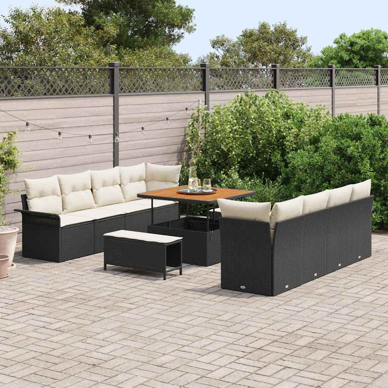Set de canapele pentru grădină Negru și Crem