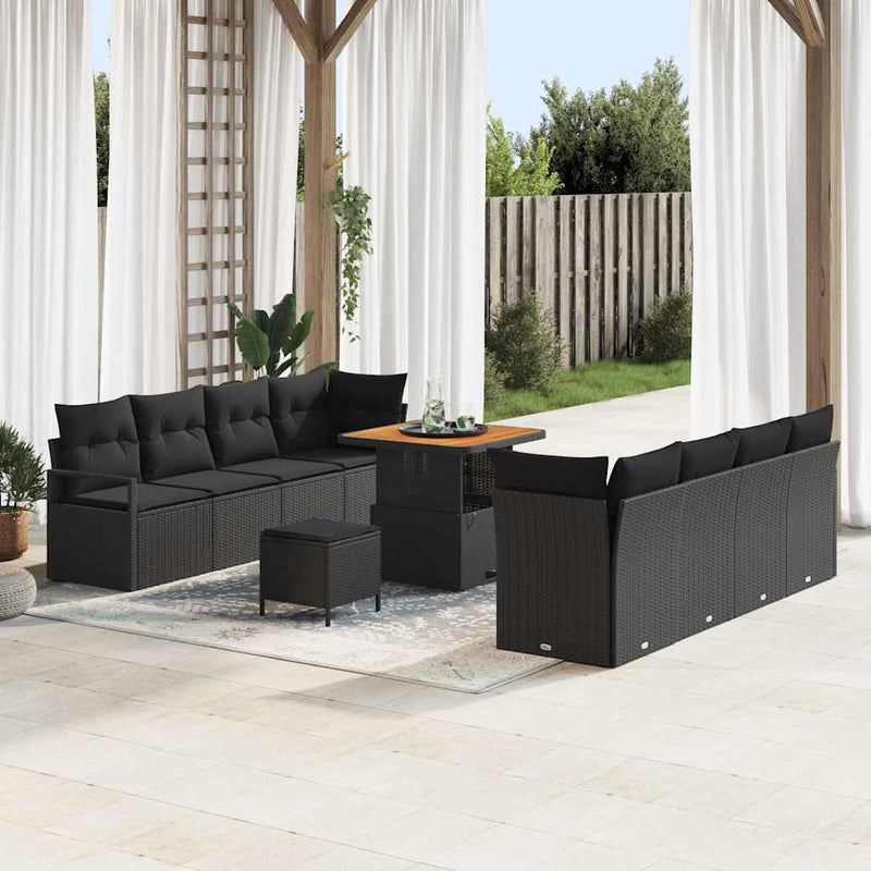 Set de canapele pentru grădină cu pernă Negru 80 x 80 x 71 cm