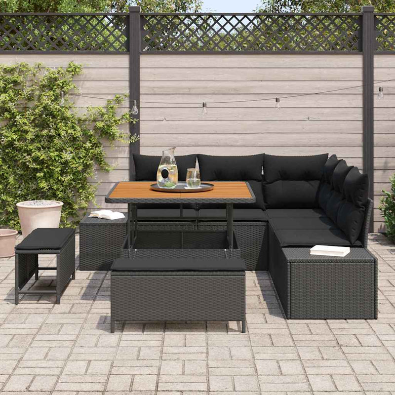 Set de canapele pentru grădină 8 buc. Negru Rattan poli