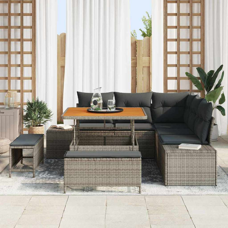 Set de canapele pentru grădină 8 buc. Gri Rattan poli