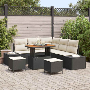 Set de canapele pentru grădină 8 buc. Negru Rattan poli