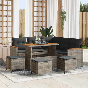 Set de canapele pentru grădină cu pernă Gri Rattan poli
