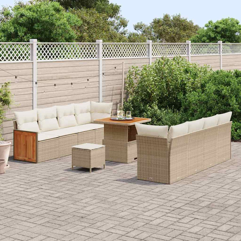 Set de canapele pentru grădină 12 pcs Bej și crem poliratan