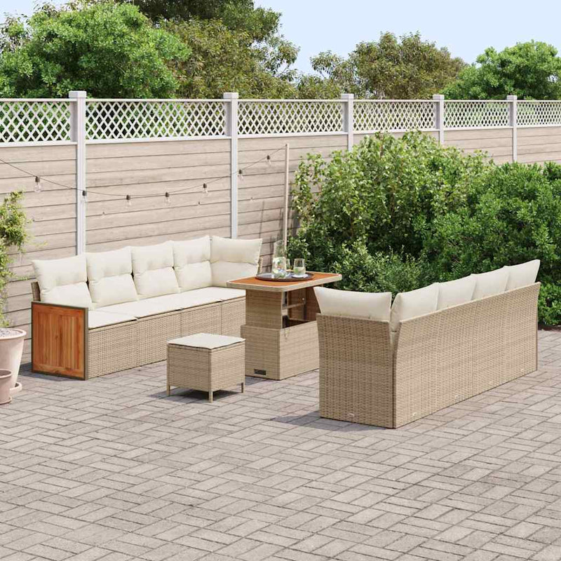 Set de canapele pentru grădină 12 pcs Bej și crem poliratan