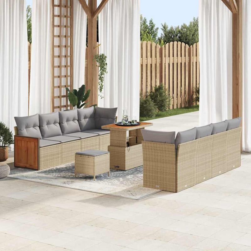 Set de canapele pentru grădină 12 pcs Beige și gri deschis