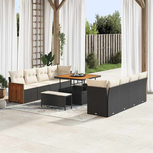 Set de canapele pentru grădină Negru și Crem 231 x 224 x 85 cm