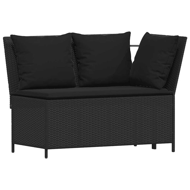 Set canapea de grădină 4 piese cu perne, în formă de L negru