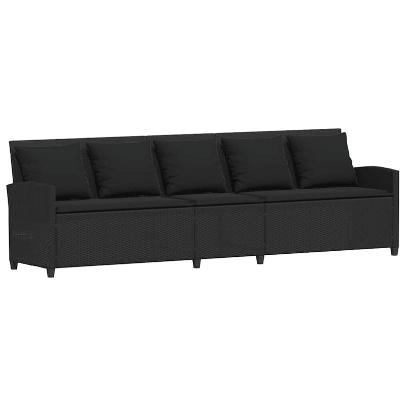 Set canapea de grădină 4 piese cu perne, în formă de L negru