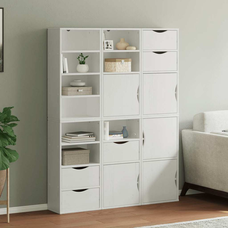 Dulapuri laterale 6 buc ODDA alb 40x24x79 cm lemn masiv de pin