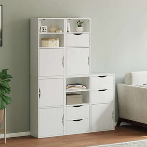Dulapuri laterale 5 buc ODDA alb 40x24x79 cm lemn masiv de pin