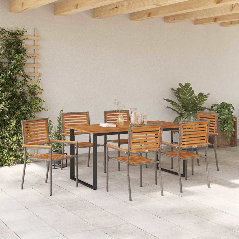 Set de masă pentru grădină 7 buc. Gri Lemn Solid de Acacia