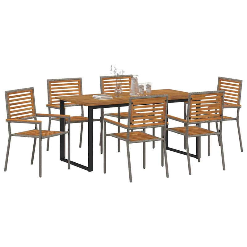 Set de masă pentru grădină 7 buc. Gri Lemn Solid de Acacia