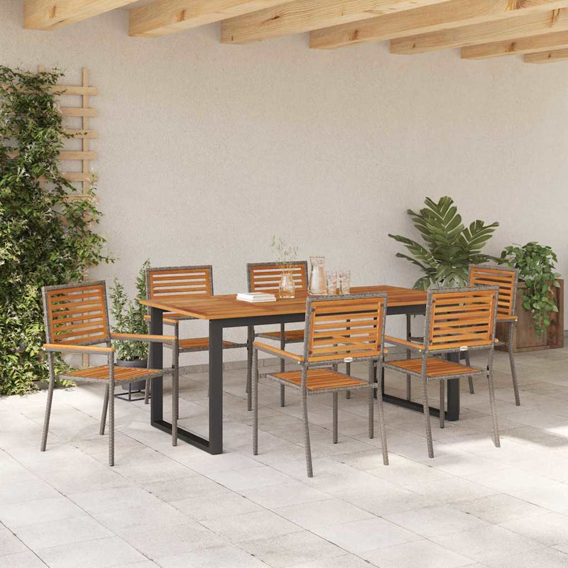 Set de masă pentru grădină 7 buc. Gri Lemn Solid de Acacia