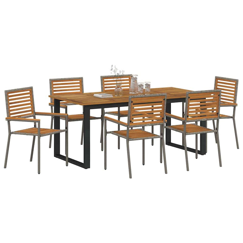 Set de masă pentru grădină 7 buc. Gri Lemn Solid de Acacia