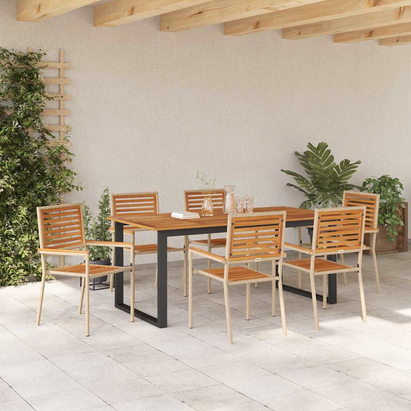 Set de masă pentru grădină 7 buc. Bej Lemn Solid de Acacia