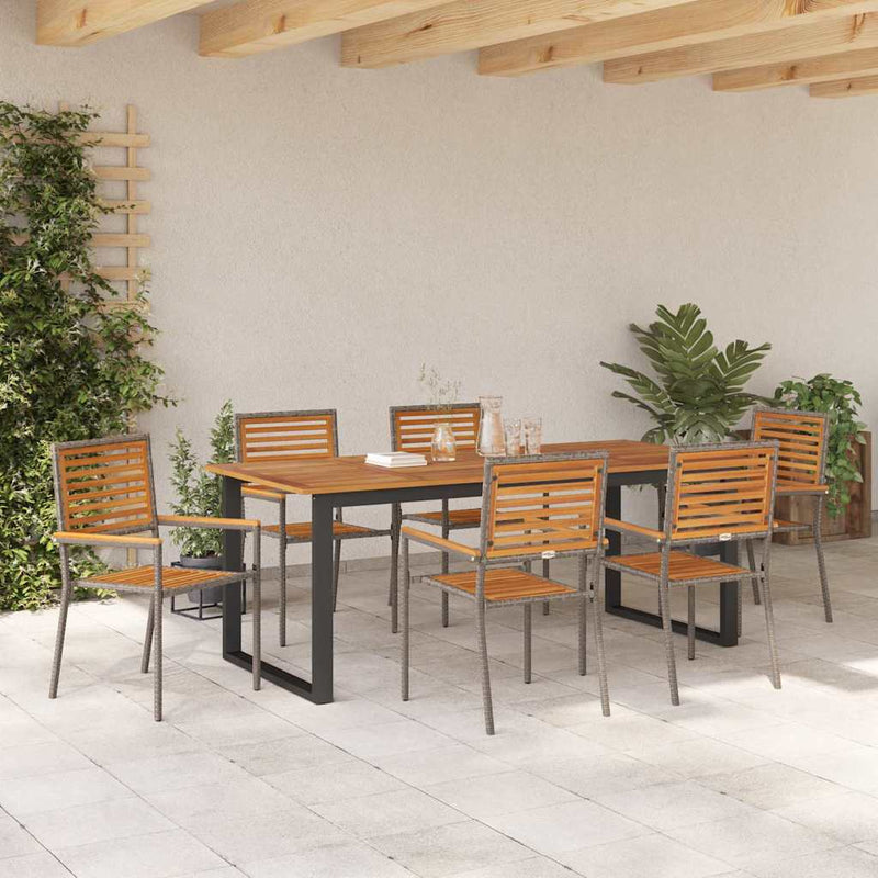 Set de masă pentru grădină 7 buc. Gri Lemn Solid de Acacia