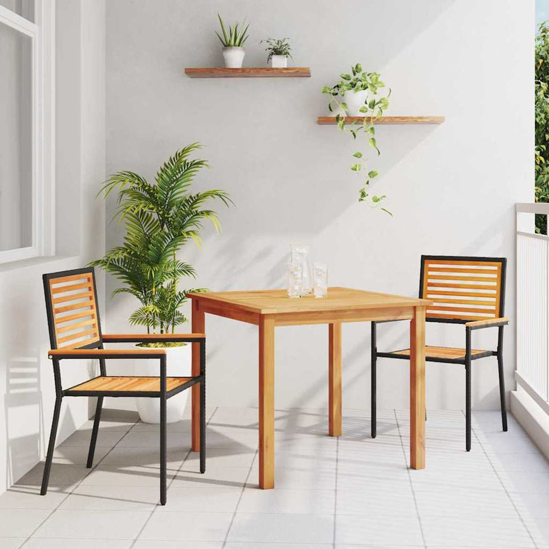 Set de masă pentru grădină 3 buc. Negru Lemn Solid de Acacia