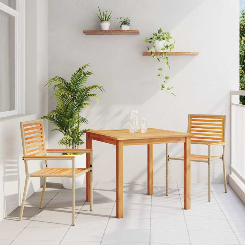 Set de masă pentru grădină 3 buc. Bej Lemn Solid de Acacia