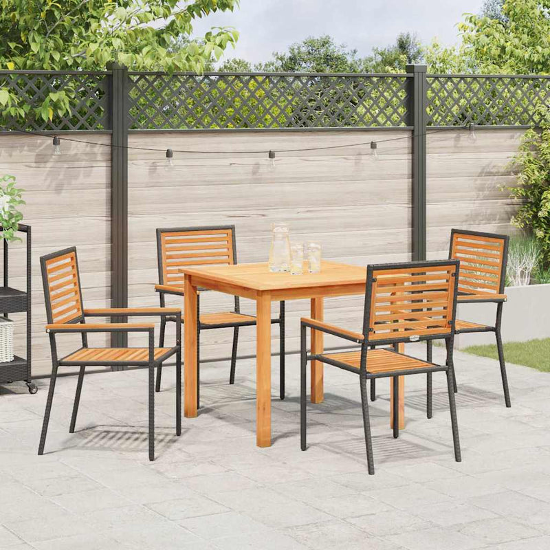 Set de masă pentru grădină 5 buc. Negru Lemn Solid de Acacia