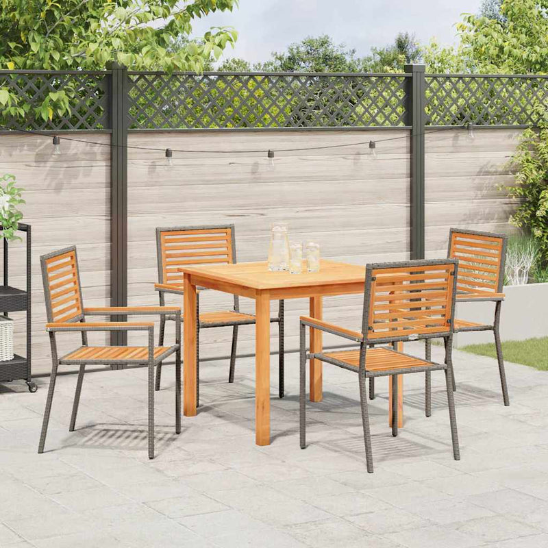 Set de masă pentru grădină 5 buc. Gri Lemn Solid de Acacia